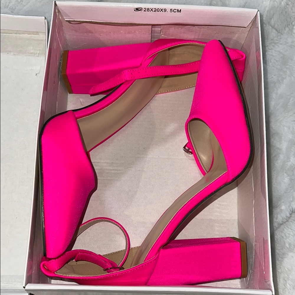 Women's Pink Block Heel Sandals